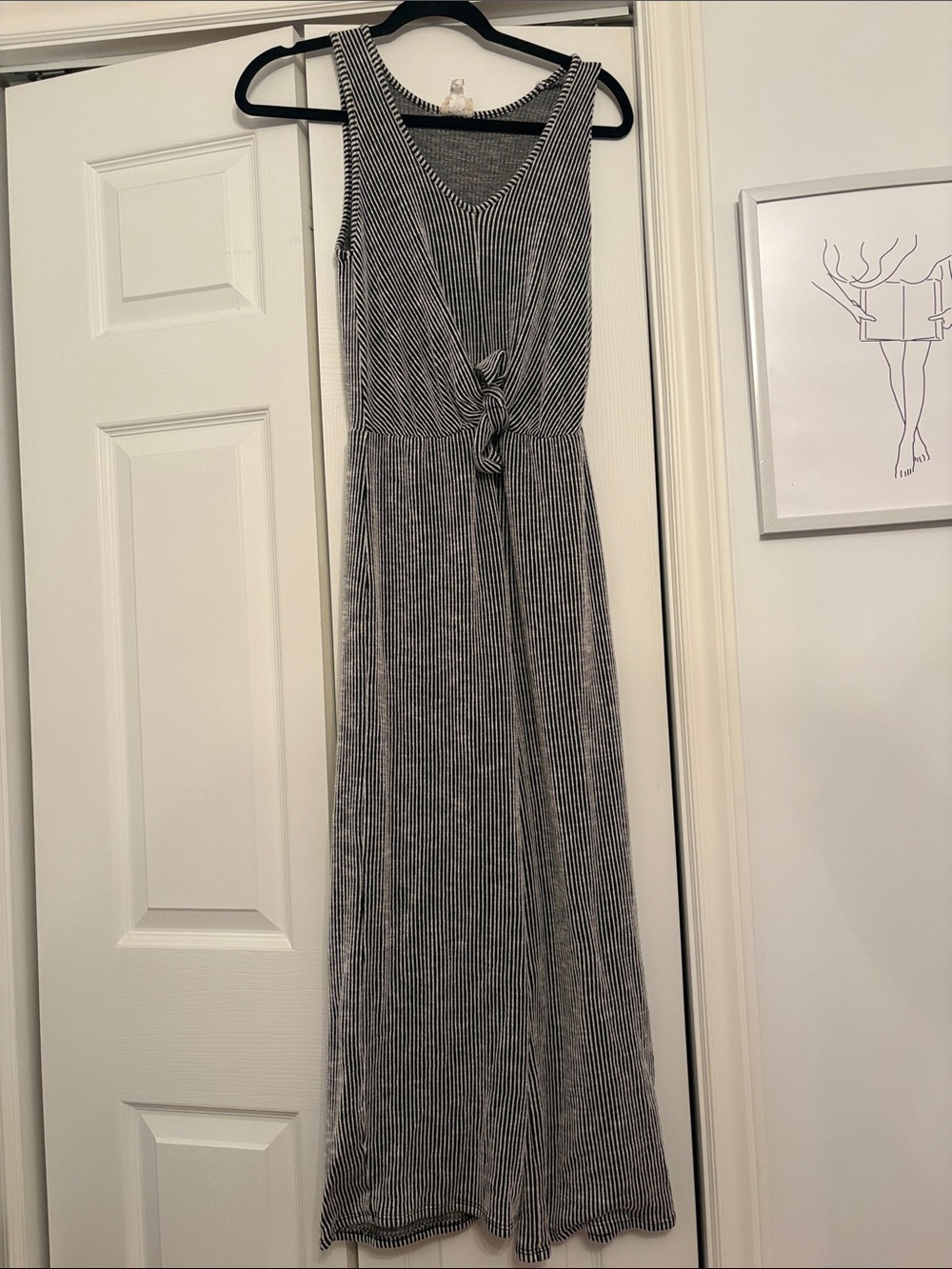 Striped Knot-Front jump suit